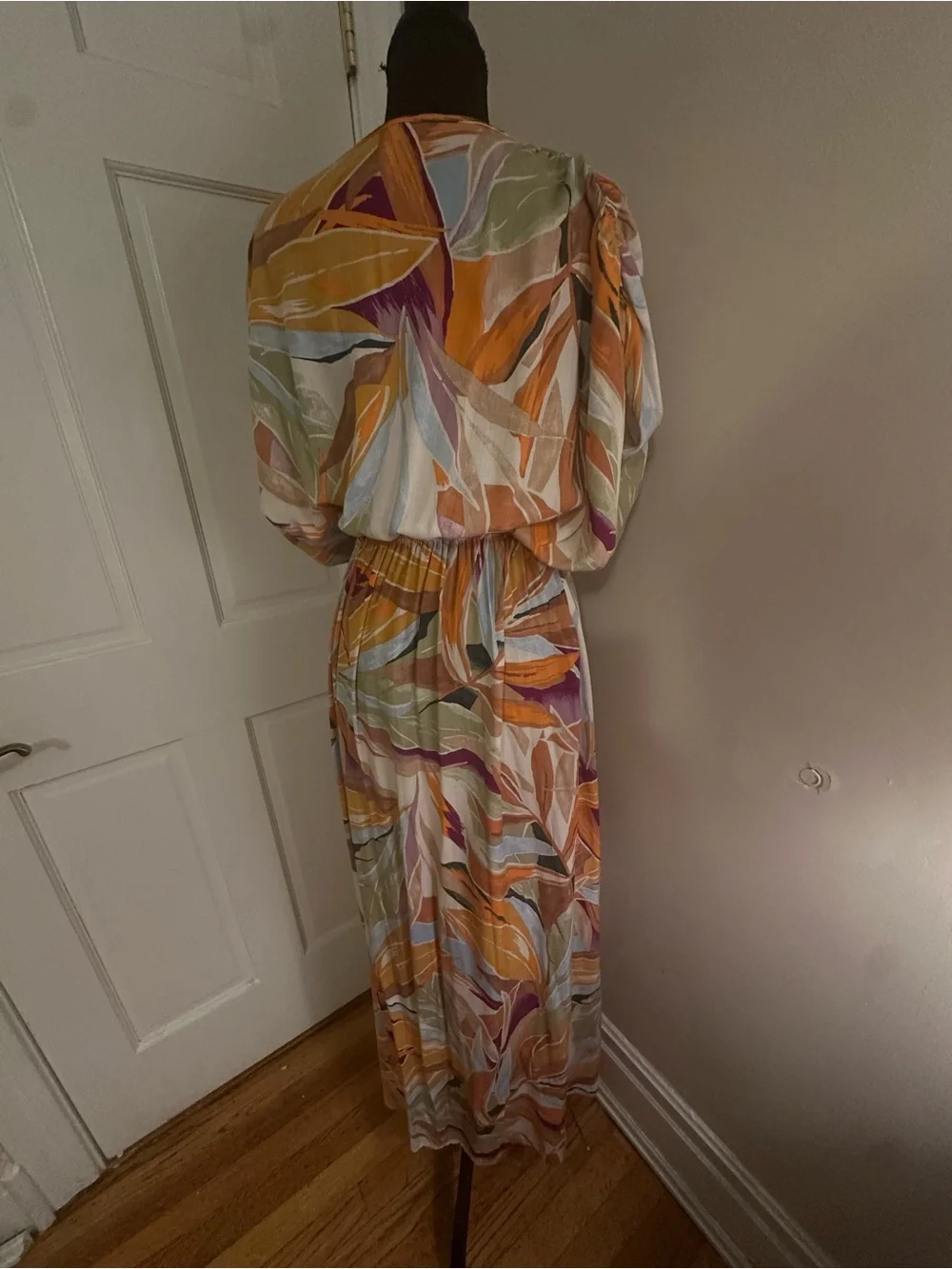 Renee C. Multi-Color Abstract Maxi Dress in Yellow, Purple, Blue, Cream